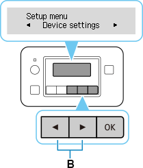 Menü einrichten-Bildschirm: Geräteeinstellungen auswählen